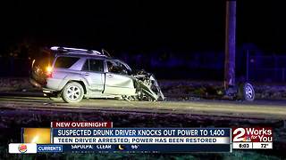 Driver arrested for DUI after slamming into power pole, knocking out power