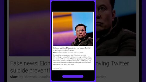 Latest Information | Elon Musk Shocked by Removal of Twitter Suicide Prevention Feature | #shorts