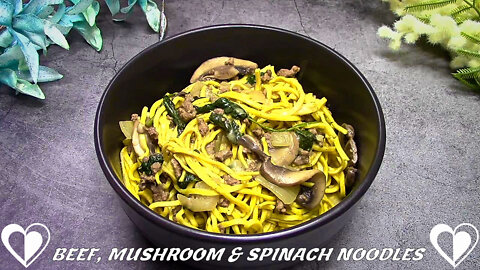 Beef, Mushroom & Spinach Noodles | Easy & Delicious NOODLE Recipe Tutorial