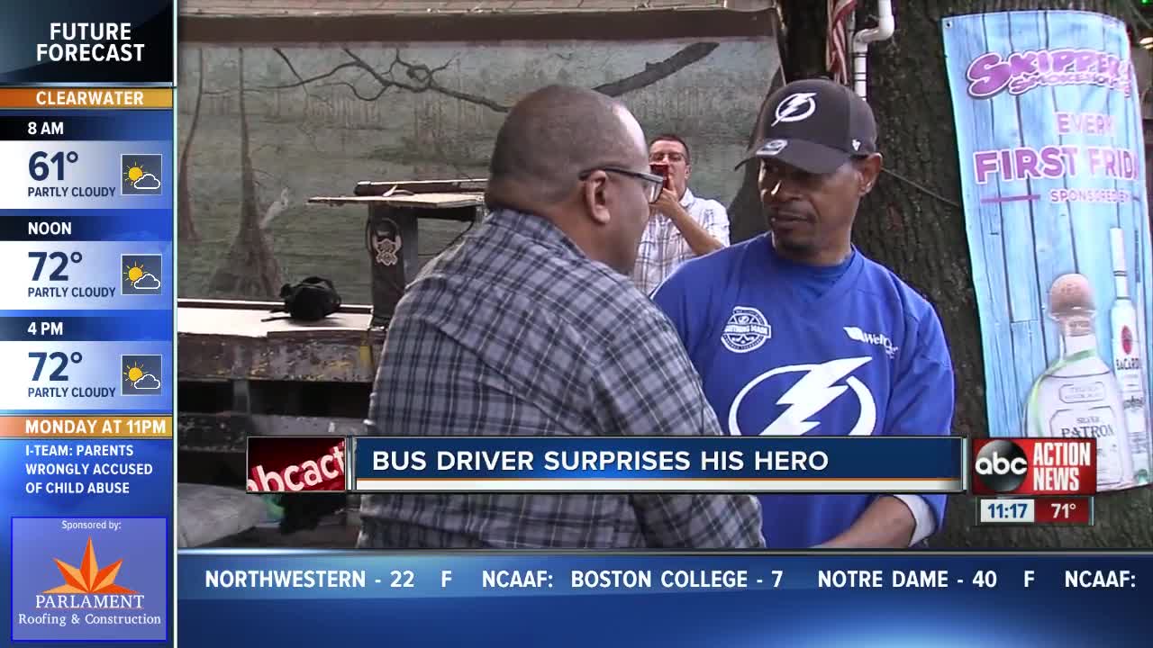 Bus driver surprises his hero