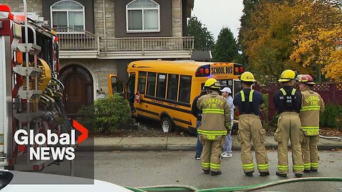 School bus crashes into Metro Vancouver home, sending 11 people to hospital