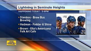 Steven Stamkos, Victor Hedman and J.T. Brown signing autographs Monday to support Seminole Heights