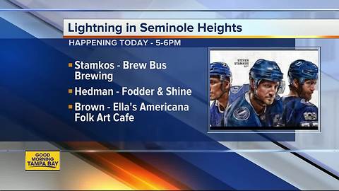 Steven Stamkos, Victor Hedman and J.T. Brown signing autographs Monday to support Seminole Heights