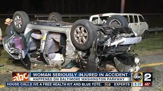Woman seriously injured in accident on Baltimore Washington Parkway