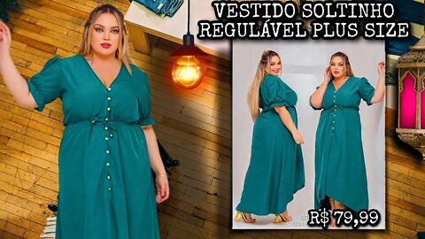 ✔️ VESTIDO SOLTINHO COM BOTÕES REGULÁVEL PLUS SIZE FEMININO