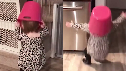 Baby Funny Reaction After She Accidently Hit With Refrigerator