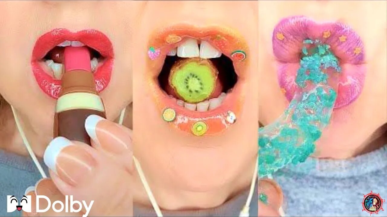 6 Minutes Satisfying ASMR Eating emoji Food Compilation Mukbang 먹방 ...