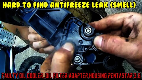 Antifreeze (smell) leaking down bell housing. Wrangler JK 3.6 Chrysler Pentastar (oil cooler) 11-13