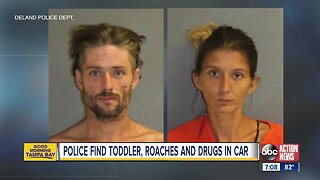 Police: Florida couple uses drugs next to toddler in roach-infested car