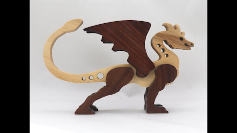 Handmade Wood Dragon Made From Poplar and Walnut Hardwoods 981122546 001
