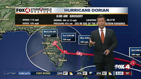 Tracking Dorian 8AM Update