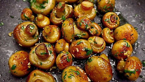 Mushrooms with Garlic Recipe *Fried Champignons in a pan* - tastier than meat!