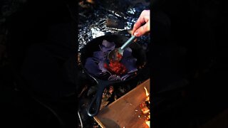 Campfire Nachos with Foraged Mushrooms. Wild Oyster Mushrooms. Bushcraft cooking over a campfire.