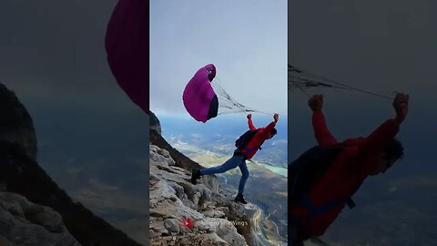 Smallest Wing ever foot launched ? #adventuresport #basejump