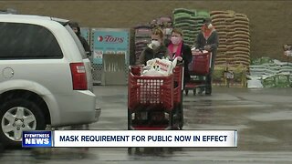 Shoppers complying with face mask requirements