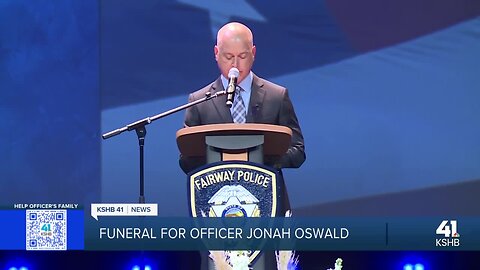 Westside Family Church Pastor Brad Norman speaks at funeral of fallen police officer Jonah Oswald