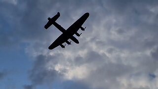 Lancaster Bomber flyover at RAF Scampton, 16th May 2023. Dambusters anniversary.