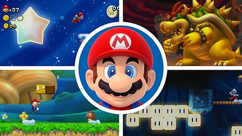 All Worlds, Levels, Stages & Boss Fights - New Super Mario Bros. U Deluxe (Full Game)