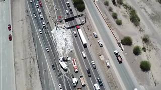 Tractor trailer with medical waste rolls on I-10