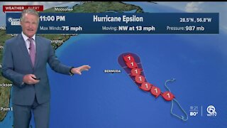 Tropical Storm Epsilon strengthens into hurricane