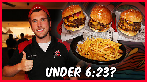 CAN I BEAT THE RECORD ON THIS TRIPLE CHEESEBURGER CHALLENGE!
