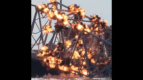 Navy Salvage Teams Blow Up A Portion Of The Francis Scott Key Bridge In Controlled Demolition