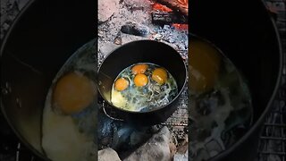 A camping breakfast cooked over a fire #camping #campingadventures #breakfast
