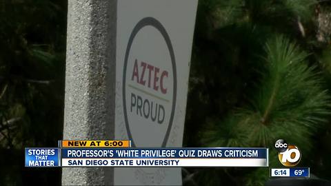 San Diego State professor's 'white privilege' quiz draws criticism