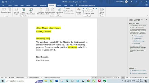 Microsoft Word Mail Merge