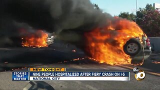 9 people taken to hospital after fiery crash in National City