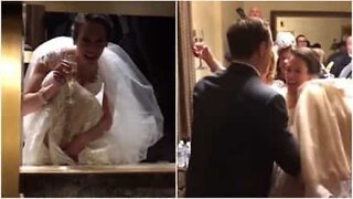 Bride gets stuck in elevator on wedding day