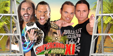 The Young Bucks vs The Hardyz Ladder War SuperCard Of Honor XI Highlights