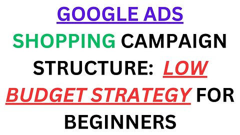 Google Ads Shopping Campaign Structure (LOW BUDGET STRATEGY)