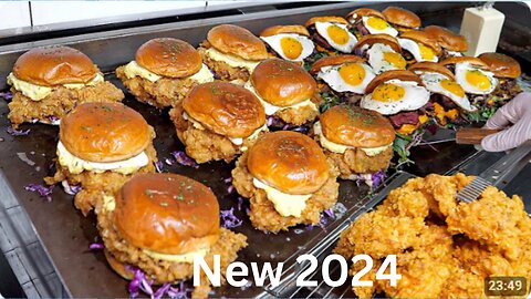 2024푸짐함이 역대급! 하루 100개씩 팔리는 미친 퀄리티 일본식 치킨버거, 스테이크 버거 Japanese chicken