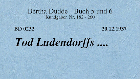 BD 0232 - TOD LUDENDORFFS ....