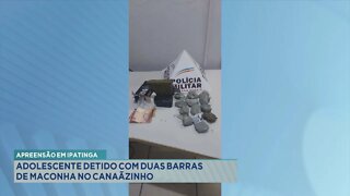 Apreensão em Ipatinga: adolescente detido com duas barras de maconha no Canaãzinho.