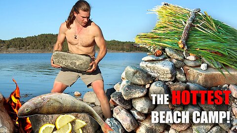 3 Day Beach Bushcraft: CATCH & COOK at my New Island Shelter