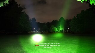 Long-range flashlight beamshot comparisons: Convoy M21B (CULPM1.TG) vs Convoy M21B (CSLPM1.F1)