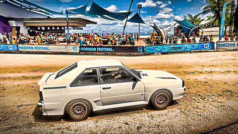 1983 Audi Sport Quattro. A fun early AWD car with Rally heritage. Sticky, fast and fun to drive.