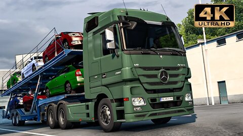 Mercedes-Benz Actros 2660 V8 transporting Skoda Octavia | Euro Truck Simulator 2 Gameplay "4K"