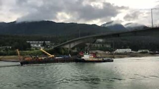 Grua atinge ponte no Alasca