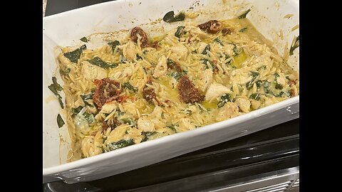 Baked Tuscan Chicken orzo Pasta