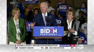 Joe Biden speaks after winning several states on Super Tuesday