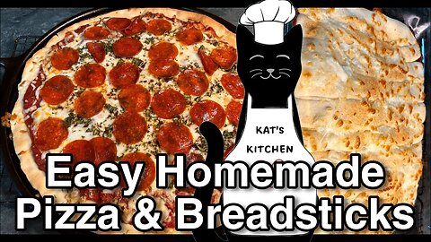 Quick and Easy Pizza and Breadsticks Recipe Using Homemade Pizza Sauce.