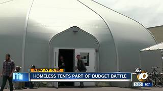 Homeless tents part of San Diego's budget battle