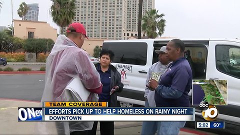 Efforts pick up to help homeless on rainy night