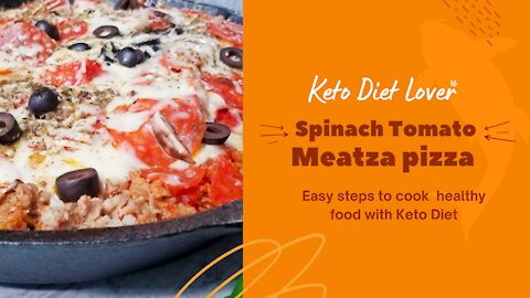 Spinach Tomato Meatza Pizza | Keto Diet Recipes