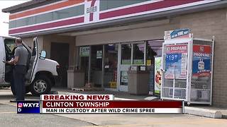 Man in custody after wild crime spree