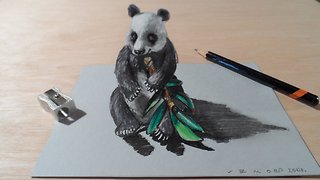 How to draw a 3D panda bear