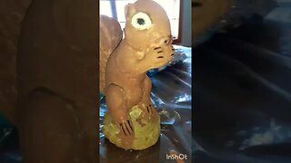 painting a stone squirrel!